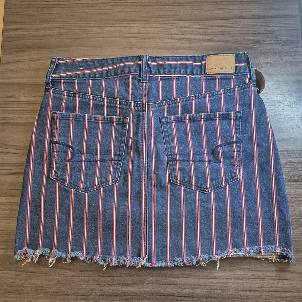 American Eagle Outfitters Blue Stripe Denim Mini Skirt - Picture 9 of 14